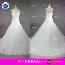 ED Bridal Factory Price Ivory Lace Appliqued Tulle Robe de mariée Robe de mariée